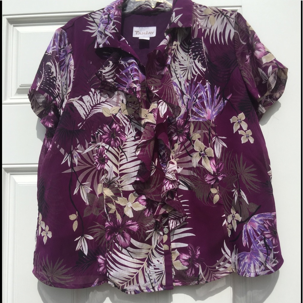 TanJay Purple Button Down Blouse